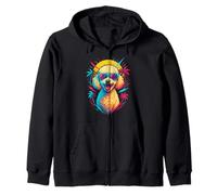 Caniche fresco con gafas de sol Retro Palm Sunset Dog Art Sudadera con Capucha