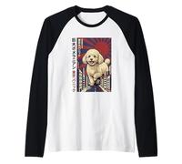 Caniche Gigante Tokyo Kaiju Pelea y descubre Japón Camiseta Manga Raglan