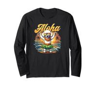 Caniche hawaiano Hula Luau Sunset Tropical Beach Cute Dog Art Manga Larga