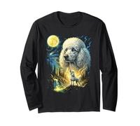 Caniche Howling to The Moon Meme Funny 90's Caniche Dog Lover Manga Larga