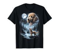 Caniche Howling to The Moon Retro 90's Dog Camiseta