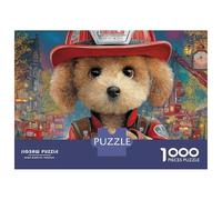 Caniche Jigsaw Firefighter Cachorro Puzzle Mil Piezas Papel para Entusiastas - Resistente A Doblar Ocio Premium Mejora Concentración 38x26cm/1000pcs
