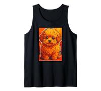 Caniche Naranja Brillante, Lindo Arte de Perro Rizado Camiseta sin Mangas
