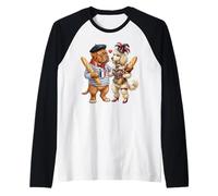 Caniche + Perro de Burdeos Dogo Amor Bandera Francia Camiseta Manga Raglan
