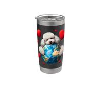 Caniche Perro Día de la Tierra Abrazo Amor Dueño Abrazando Planeta Amante Mam Vaso térmico de acero inoxidable de doble pared