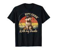 Caniche Perro Retro Vintage día del Padre Divertido Pescador Camiseta