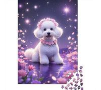 Caniche Usando Flores Rosas Puzzle 1000 Piezas Impresión De Alta Definición, Puzzle De Madera, para Adultos Y Niños, Rompecabezas Entretenimiento Creativo, Regalo 1000pcs (75x50cm)