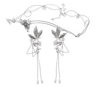 CANIGHT 1 Juego Joyas De Novia Manguito De Oreja Pendientes De Mujer Orejeras Élficas Pendientes De Clip Diadema De De Halloween Pendientes De Flecos Oreja De Elfo Cristal Silver