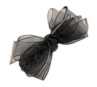 CANIGHT 1 Pc horquilla arco Pinza de pelo de moda clips de lazo pasador de pelo moño cinta de pelo hair clips orquillas elegante tocado de pasadores tocado de pasadores chic organdí Black