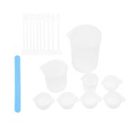 CANIGHT 1juego Vasos Medidores para Resina con Escala Precisa con Mini Tazas para Mezclar Varilla Agitadora y Cucharas Reutilizables Diseño Transparente para Manualidades y
