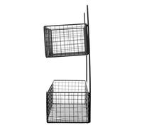 CANIGHT 1pieza Estantería de Pared de Hierro Negro Doble Capa Rack Colgante sin Taladro para Baño y Cocina Organizador Resistente para Almacenamiento Doméstico