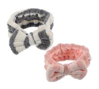 CANIGHT 2piezas Diadema De Maquillaje Lazo De Fleece Para Lavado Facial y Yoga Diadema Elástica Para Mujeres