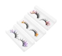 CANIGHT 3pares of Fluorescent Colored False Eyelashes with Glitter for Halloween Christmas and Cosplay Natural Look Fake Lashes