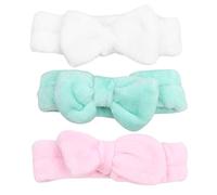 CANIGHT 3piezas Diadema De Fleece Para Mujer Lazo Adorable Set De Banda Elástica Para Maquillaje y Lavado Facial