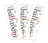 CANIGHT 3piezas Pegatinas Autoadhesivas Para Puertas De Baño Letras Inglés y Diseño Floral Decoración De Paredes Para Baño Calcomanías De Puerta