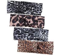 CANIGHT 4 Uds Banda Para El Pelo Cruzada Con Estampado De Leopardo Diademas Elásticas Diadema Deportiva Envolturas Elásticas Para La Cabeza Diademas De Maquillaje Turbante Elástico