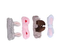 CANIGHT 4piezas Diadema De Maquillaje y Lavado De Cara Para Mujer De Diseño De Orejas De Conejo y Banda Elástica Suave y Duradera y Cuidado Facial
