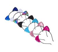 CANIGHT 7 Piezas Diadema Con Orejas De Gato Diadema De Spa Banda Para El Cabello Aro De Pelo Con Purpurina Diademas Faciales Diadema Facial Diadema De Lentejuelas Gatito Planchar