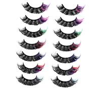 CANIGHT 7pares Pestañas Postizas De Color Para Halloween y Cosplay Largas y Esponjosas Pestañas Dramáticas Multi Festivales