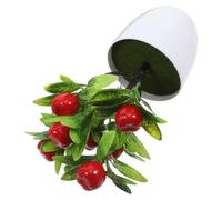 CANIGHT Adorno en Maceta de PVC de Fresa Artificial Apariencia Realista para Embellecimiento de Mesa y Mejora Visual en Ambientes Exteriores