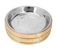 CANIGHT Barril de Arroz Doméstico de Madera y Acero Inoxidable para Sushi y Barbacoa, Contenedor Redondo Adecuado para Restaurante de Comida Coreana