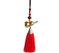 CANIGHT Calabaza Colgante de Cobre Grande Borla Roja para Coche, Adorno Artesanal Ligero y Fácil de Colgar, Complemento para Vehículo y Hogar, Accesorio de Feng Shui