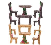 CANIGHT Juego De 4 Mesas Y Sillas En Miniatura para Jardín, Decoración De Muebles En Miniatura De Resina, Muebles De Jardín Pequeños, Asientos En Miniatura, Mesa Y Sillas En Miniatura.