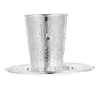 CANIGHT Juego de Copa Kiddush de Shabat con Bandeja de Metal Plateada, Copa de Vino para Pascua y Festividades Judías, Set de 1 Unidad, Accesorios para Vino y Ceremonias Tradicionales