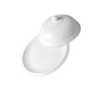 CANIGHT Plato de Cerámica Estilo Francés con Tapa para Postres y Comida Occidental, Color Blanco, Resistente para Uso Prolongado en Restauración y Restaurantes
