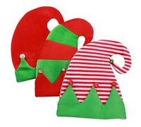 CANIGHT Sombreros Creativos de Navidad Hechos a Mano 3 Piezas, Gorros No Tejidos Campanas Decorativas, Colores Rojo, Patchwork y Rayas, para Fiestas Navideñas y Cosplay Festivo