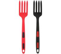 CANIGHT Tenedor de Ensalada Resistente al Desgaste de Silicona 2 Piezas para Uso Doméstico y Cocina Multifunción en Negro y Rojo