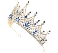 CANIGHT Tiara de Novia Estilo Barroco Azul de Aleación Decoración Cabello, Accesorio Elegante para Cumpleaños y Baile de Graduación