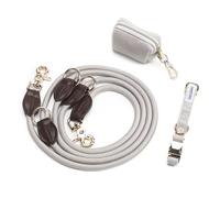 Canilegance: Set de Paseo - Collar ajustable, Correa 4 en 1 y Portabolsas - Gris - Talla S