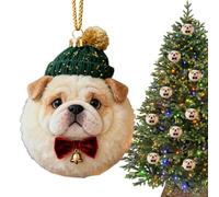Canine Decor - Figura de perro acrílica para festividades de invierno | Coloridos detalles navideños 2D con ganchos resistentes que soportan interiores y exteriores, árbol, pared, ventana, porche