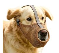 Canine Mesh Mouth Cover - Anti Scavenging Barking Bite Control for Pets Safety Training Outdoor Walking | Soft Transpirable Nylon Fabric Reflective Strip Ventilated Lightweight Adjustable Strap