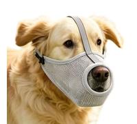 Canine Mesh Mouth Cover - Anti Scavenging Barking Bite Control for Pets Safety Training Outdoor Walking | Soft Transpirable Nylon Fabric Reflective Strip Ventilated Lightweight Adjustable Strap