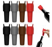 CANIPHA 8 Tapones Reutilizables para Botellas de Vino espumoso, Tapones de Silicona con Asa, Tapones de Doble Sellado, 4 Colores