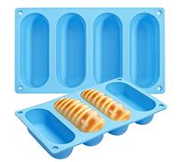 CANIPHA Paquete de 2 moldes de silicona para bollos de perro caliente, molde de salchicha antiadherente y resistente al calor, molde de pan para panecillos caseros