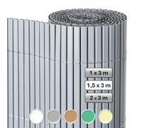 Cañizo PVC de Doble Cara Gris 3x1,5 Metros | Resistente 1.200 gr/m2, Decorativo y Fácil Instalación | Alta Privacidad y Ocultación para Valla, Jardín, Balcón o Terraza