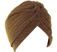 canjoyn Gorro de quimioterapia con pliegues para el cabello, unisex, con brillantina, Oro, M