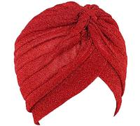 canjoyn Turbante unisex con purpurina plisada para el cabello, gorro de quimioterapia, gorro para la cabeza, color rojo