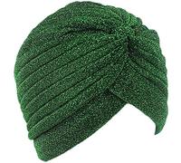 canjoyn Unisex Glitter Twist plisado pelo abrigo elástico turbante sombrero quimioterapia gorro, Verde, M