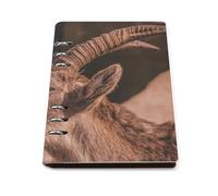 cankuop Content Cuaderno A5 recargable de cabra de montaña beige que se coloca plano, cuaderno de cuero para planificador, suministros de oficina