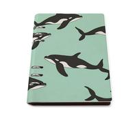 cankuop Cuaderno A5 recargable de ballenas asesinas que se coloca plano, cuaderno de cuero para planificador, suministros de oficina