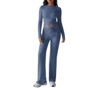 Canli4Y Suit Conjunto de 2 piezas para el hogar, traje de casa de Amen, camiseta y pantalón, traje de ocio, traje de dos piezas, ropa informal, yoga, pilates, pijamas, azul, XL