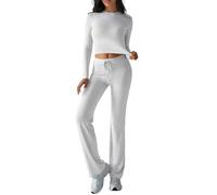 Canli4Y Suit Conjunto de 2 piezas para el hogar, traje de casa de Amen, camiseta y pantalón, traje de ocio, traje de dos piezas, ropa informal, yoga, pilates, pijamas, gris claro, XL