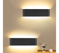 CANMEIJIA 2 Piezas Aplique Pared Interior, 16W Lampara Pared Dormitorio 41CM 3000K Luz Calida Lampara de Negro Aluminio Simplicidad Moderna Sala de estar, Baño, Pasillo, Cocina, Escaleras