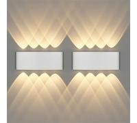 CANMEIJIA Aplique de Exterior 8W Blanco 8 LED Pasillos Jardín 2 Pack | Diseño de 8 LED hacia arriba y abajo ideal para iluminar patios y fachadas del hogar con luz cálida de 3000K
