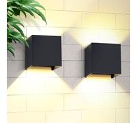 CANMEIJIA Aplique de Exterior G9 Negro Lámpara de Pared con Bombilla 9W 2 P | Las solapas internas permiten regular el ángulo del haz de luz desde 20 hasta 150 grados según su preferencia