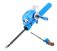 Canne À Pêche Enfant Dauphin 1m20 - Kit De Pêche Télescopique Avec Moulinet Intégré Anti-Emmêlement, Poignée Antidérapante Et Anneaux Céramique, Ensemble Complet Pour Débutants (Bleu)